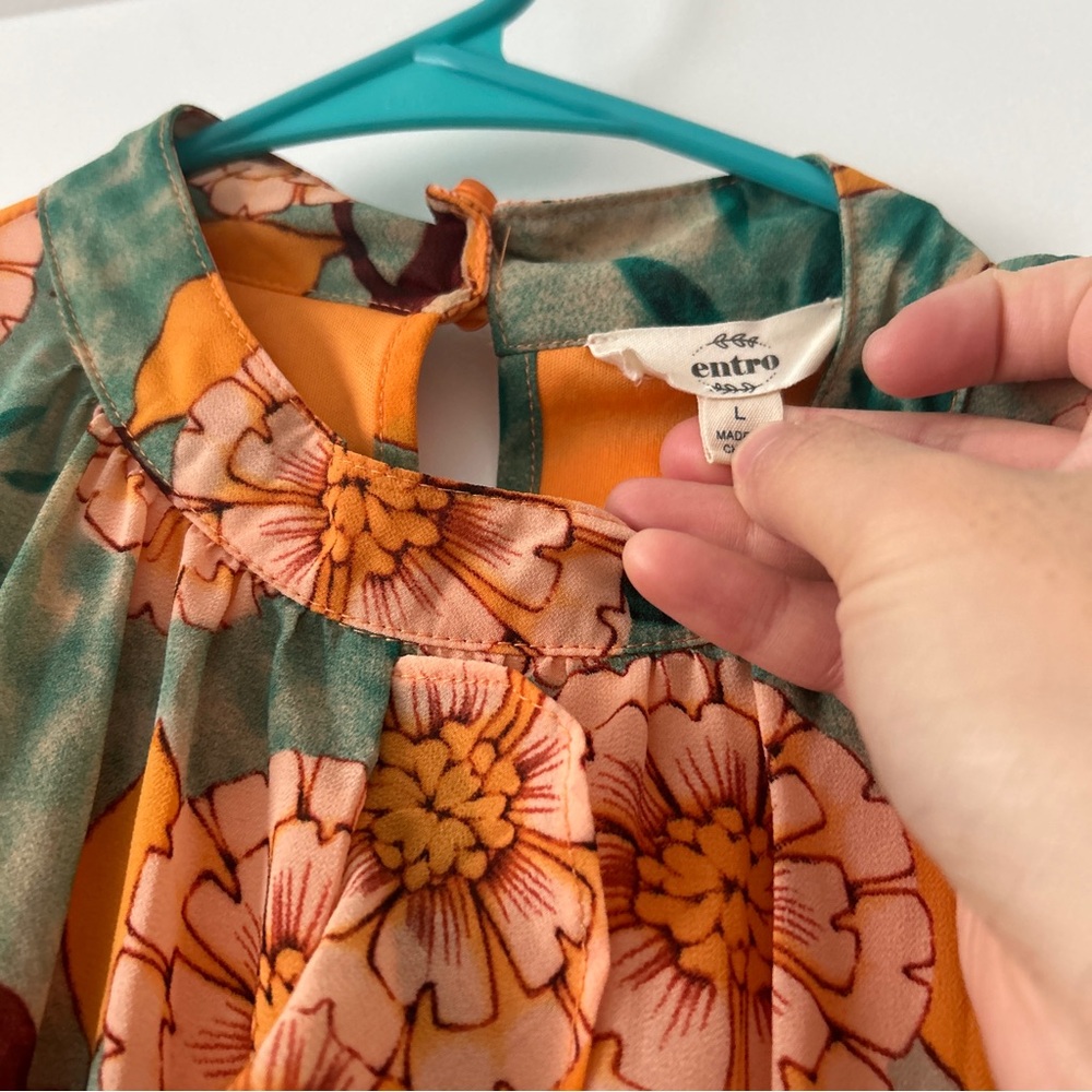 Entro Orange Ruffled High Neck Dress - Picture 3 of 7